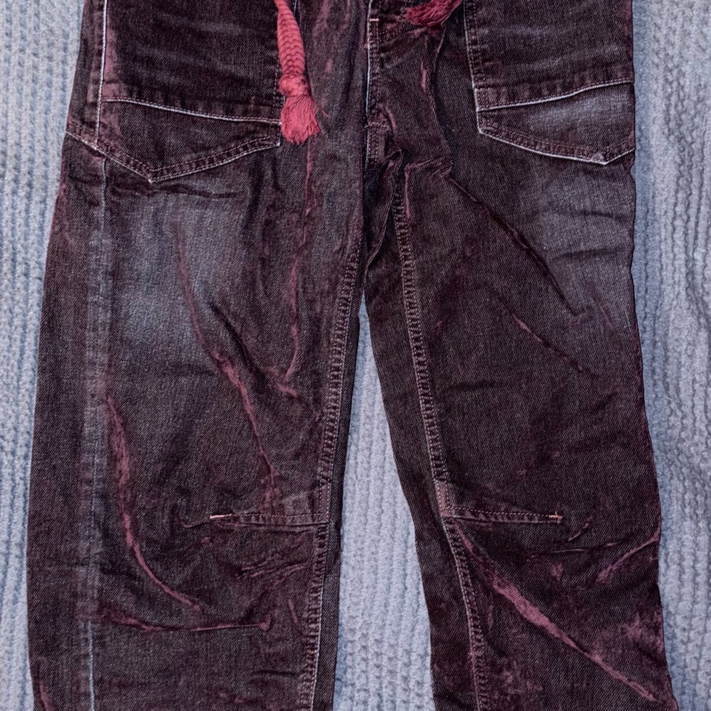Free People We The Free Moxie Flocked Pull-On Barrel Jeans Wine Tasting Sold Out